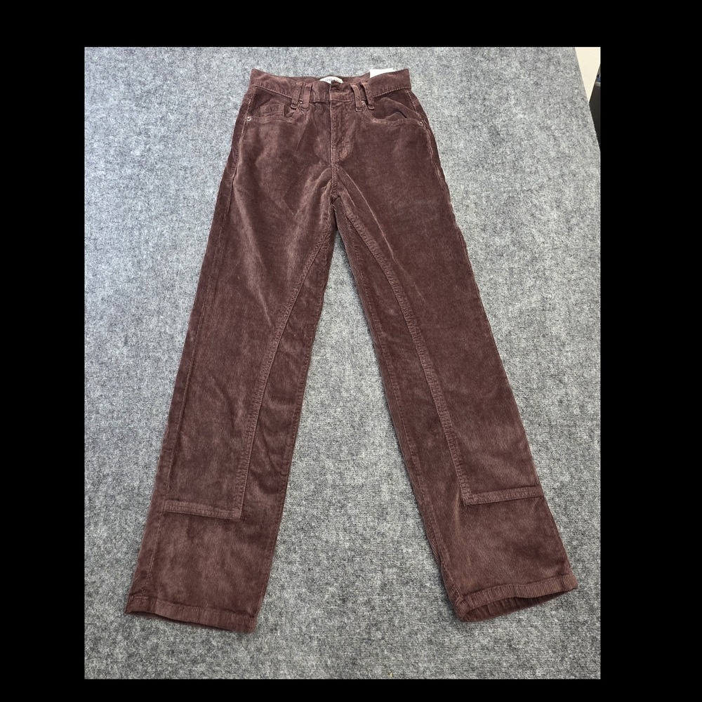 We The Free Women's Brown Corduroy High Rise Straight Leg Pants Pockets 24